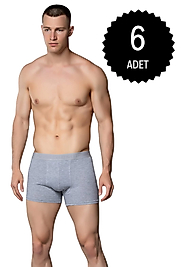Gümüş 4018 Erkek Likralı Boxer Gri 6 lı Paket