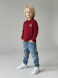 Erkek çocuk kot pantalonlu Polo Yaka uzun kollu Kombin