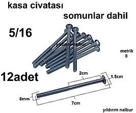 KASA CİVATASI 8X70 12 ADET SOMUNLAR DAHİL KASA SAĞLAM ÇELİK