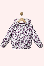 Çiçek Desenli Kapüşonlu Kız Çocuk Yağmurluk – Mor (2-5 Yaş)