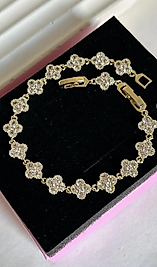 Roya Happiness TAŞLI YONCA ÇİÇEK BİLEKLİK ALTIN GÜMÜŞ RENK ŞIK BİLEKLİK XUPİNG İŞÇİLİK SEVGİLİYE HEDİYE KUTULU