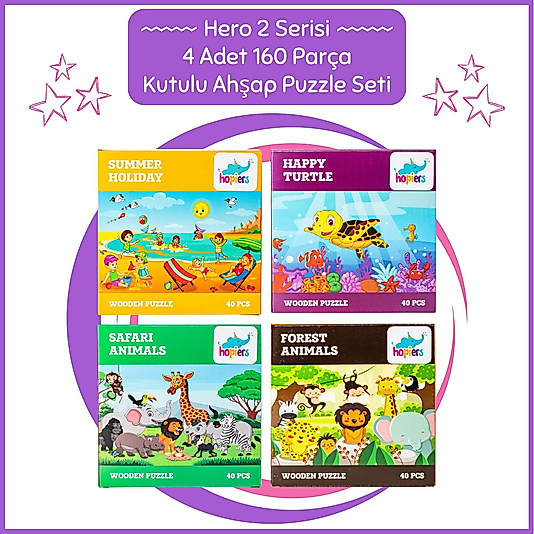 Montessori Hero 2 Serisi Ahşap 160 Parça Kutulu Puzzle Seti / 12+ Ay ve Üzeri / Eğitici, Öğretici ve Güvenli Çocuk Oyuncağı