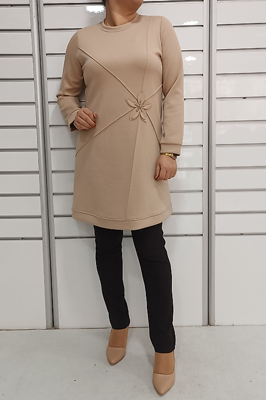 Premium Oysho Kumaş Nervür detaylı tunik - bej