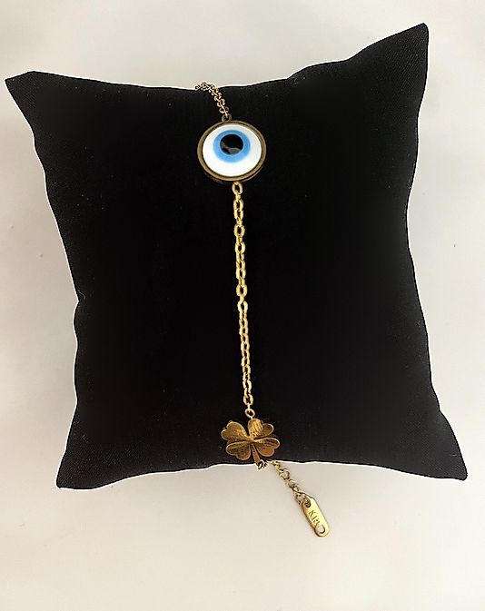 Çelik Nazar Boncuklu Yonca Bileklik