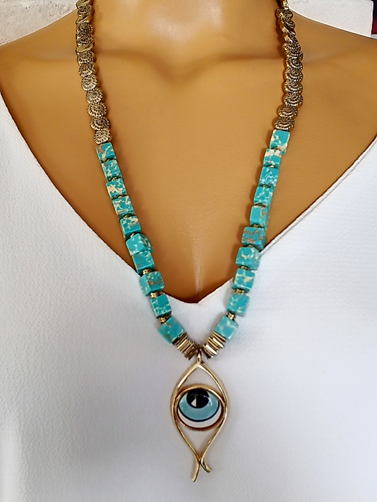 VARASİT VE SERAMİK UZUN KOLYE