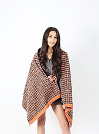 Şık Kullanım Pamuk Polyester Şal-Kahverengi