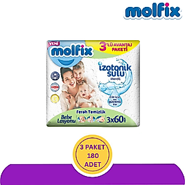 Molfix İzotonik Sulu Ferah Temizlik Islak Havlu Mendil 60'lı 180 Adet (3x60)
