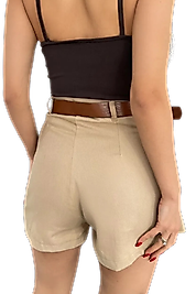 Kemerli Pileli Etek - Kahverengi