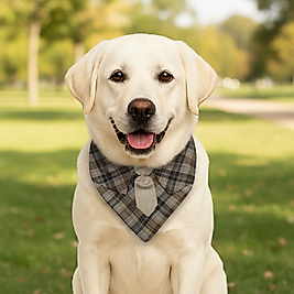 Şehirli Kareler 2 – Krem Kravat Detaylı Kareli Pet Yaka | FEDD’s Pet Style