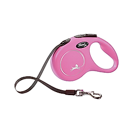 Flexi New Classic Şerit Köpek Otomatik Tasması Pembe S 5 m