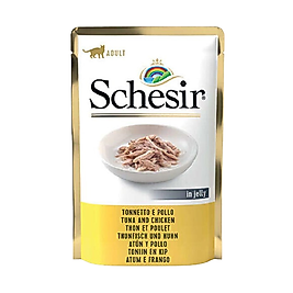 Schesir Jelly Ton Balıklı ve Tavuk Etli Yetişkin Kedi Konserve Maması (85 g)