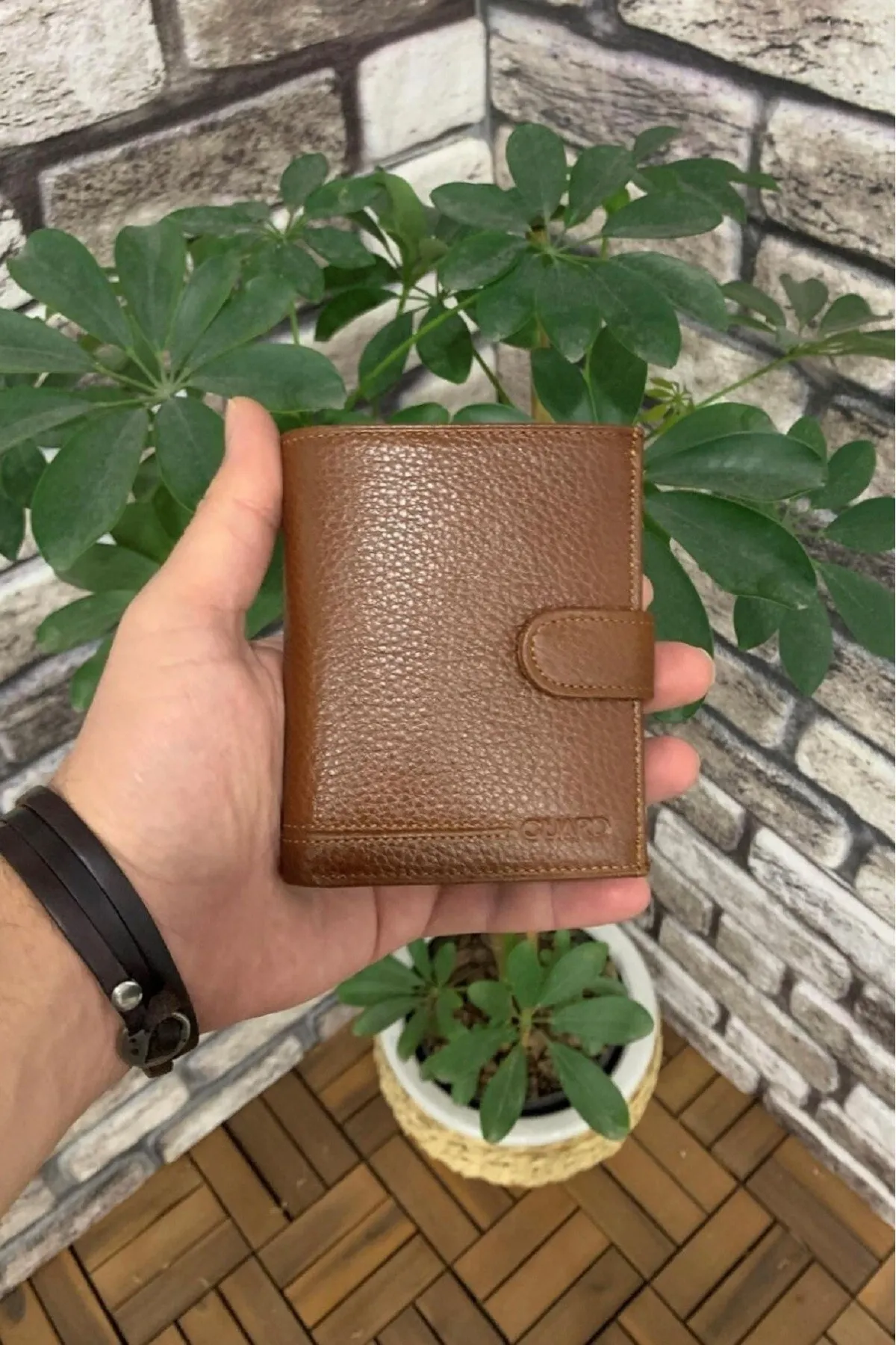 Hakiki Deri Erkek Taba Çok Bölmeli Patlı Dikey Cüzdan (T1623)