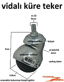 VİDALI KÜRE TEKERLEK SEHPA TEKERLEĞİ 50MM MASA TEKERLEĞİ TABLALI METAL SAPLAMALI CİVATA