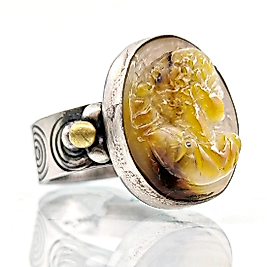 KEHRİBAR ÜZERİ MARCUS AURELIUS PORTRELİ ANTİK STİL YÜZÜK