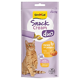 Gimcat Snack Cream Duo Tavuk Ve Balkabaklı Yetişkin Kedi Ödül Maması 6x15 Gr
