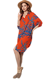 Desenli Elbise - TURUNCU