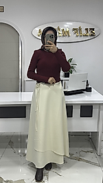 BAĞLAMA DETAYLI SCUBA ETEK KREM