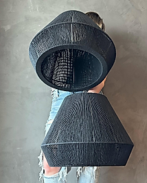 Konik makrome avize el yapımı avize 45cm çap (SİYAH)