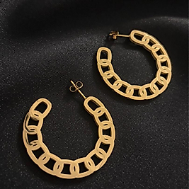 Zincir Model Gold Çelik Küpe