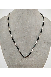 Siyah Gri 4 mm 60 cm  Çelik Kolye