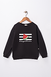 Erkek Çocuk "Özgür Filistin"  Baskılı Pamuklu Sweat
