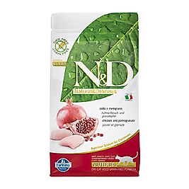 N&D Tahılsız Tavuk Etli ve Narlı Kısırlaştırılmış Kedi Maması (1,5 kg)