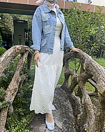 İNCİLİ FİSTO ETEK BEYAZ