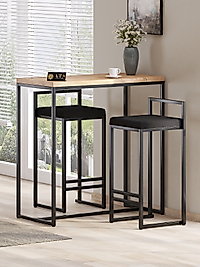 2 Li Sandelye Ve Bar Masası Takımı Siyah Atlantikçam