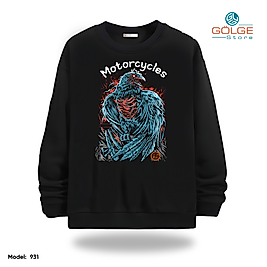 Motorcu Model Bisiklet Yaka Erkek kadın Slimfit Sweatshirt