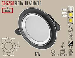 CATA CT-5258 6 WATT ZEBRA LED SPOT SİYAH KROM KASA 3 RENK