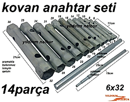 KOVAN ANAHTAR SETİ 6-32 LOKMA ANAHTAR UZUN KOVAN TİPİ 14 PARÇA TAKIM