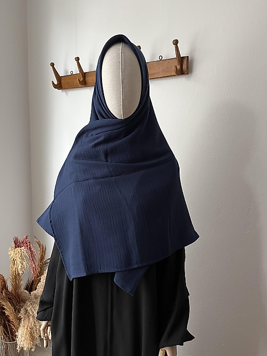 Lacivert Müslin Eşarp 120 Cm