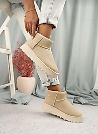 KADIN BOT BEJ KIŞLIK MİNİ İÇİ KÜRKLÜ BOT