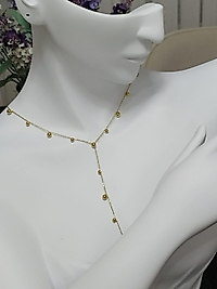 Gold Rengi Çelik Top Detay Zincir Kolye