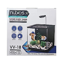 Nubios Nano Easy Tank 4,5 L Mavi / Filtreli Led Aydınlatmalı Nano Akvaryum 18,5x17x16cm