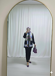 Kadın Siyah Ekose Desenli Scuba takım