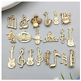 ( 20 X ADET ) 1 SET GOLD COLOUR MÜZİK TEMA SETİ ENSTRÜMAN & NOTA / BİLEKLİK & KÜPE & KOLYE UCU