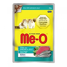 Meo Pouch Jöle İçinde Ton Balıklı Sardalyalı Yavru Kedi Konservesi 80 Gr