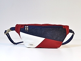 Geometrik Üçgen Kırmızı Dizayn Patchwork Bum Bag Bel Çantası