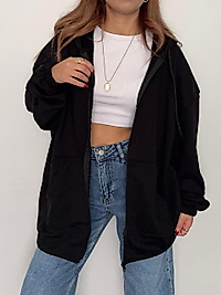 Siyah Kapüşonlu Sweatshırt