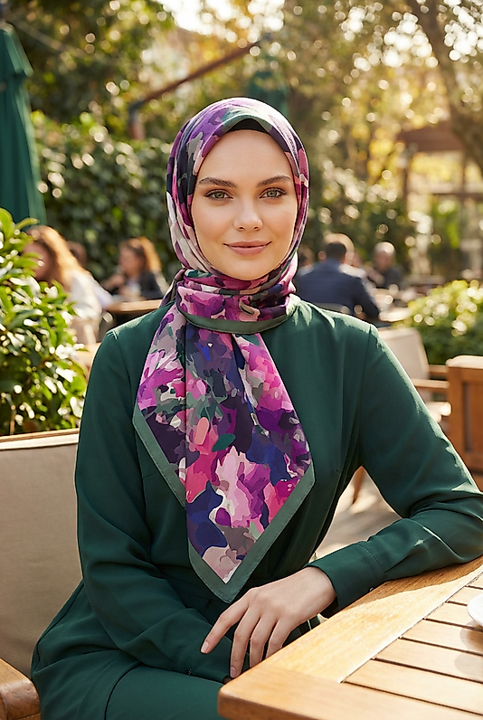 Spring Eşarp Kamufulaj Pastel Desen