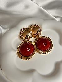 Glossy Red Statement Küpe Zara Model Çelik Küpe