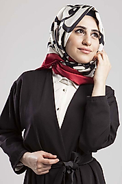 Vav Desenli Twill İpek Eşarp