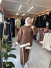 Düğmeli Özel Tasarım Oysho Takım Kahverengi