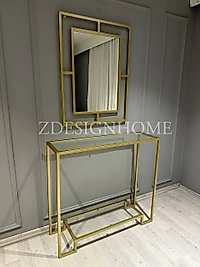 80X60 CM AYNA, 90X30X100 CM GOLD DRESUAR (ŞEFFAF CAM)