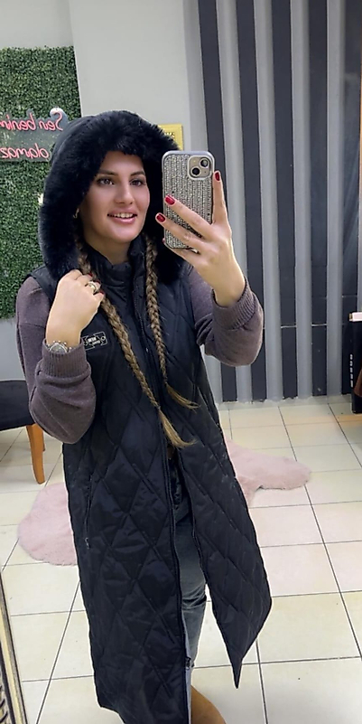 Kapşonlu Siyah Tesettür Şişme Yelek