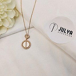 ÇELİK GOLD TAŞLI KARARMAZ PASLANMAZ MARKA 45+5 CM SEDEF KOLYE