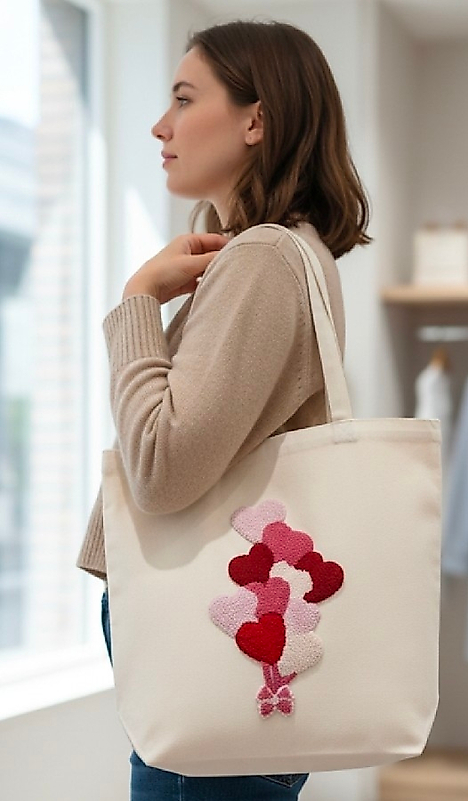 Kalp Balonlu Çanta(punch teknigi ile işlenmiş el işi)