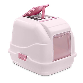 IMAC EASY CAT KAPALI KEDİ TUVALETI PEMBE BEYAZ 50X40X40CM