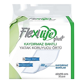 Flexi Life Kaydırmaz Bantlı  Hasta Alt Açma Yatak Koruyucu Örtü Pedi 60X90 cm 30 Adet